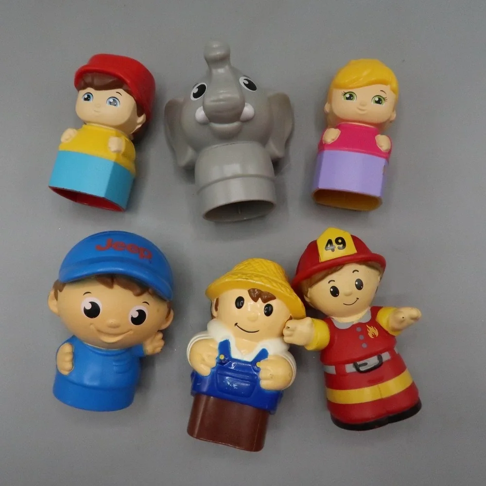 Mega Blok Chunky Figures Set Fireman Farmer Elephant People Preschool Toys lot 6